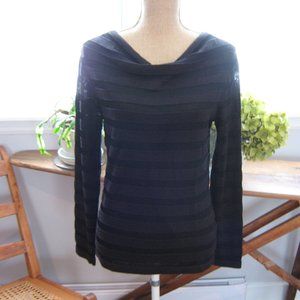 Black Sheer Striped Sparkly JNY Sweater